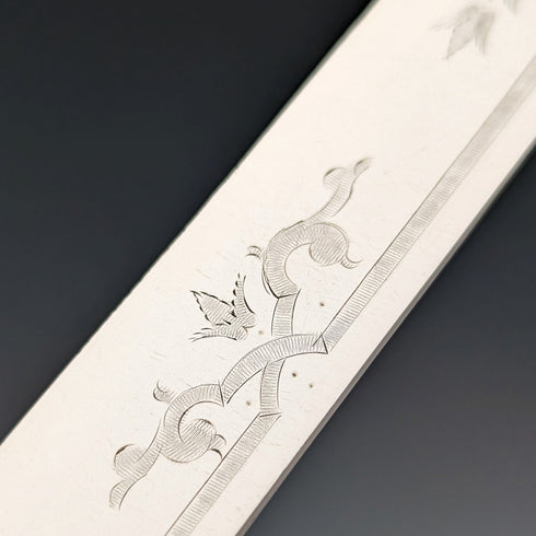 1870年頃 英国アンティーク 彫刻白蝶貝ハンドル フルーツカトラリー5ペアセット 木箱入り MARTIN HALL